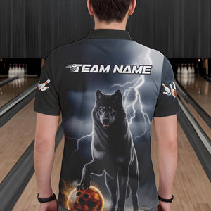 Custom Thunder Lightning Wolf Bowling Polo Shirts For Men, Wolf Bowling Jerseys IPHW8307