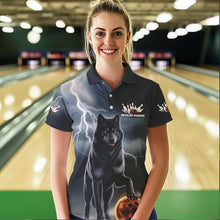 Load image into Gallery viewer, Custom Thunder Lightning Wolf Bowling Polo Shirts For Women, Wolf Bowling Jerseys IPHW8307