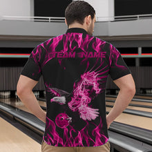 Load image into Gallery viewer, Custom Black And Pink Flame Eagle Bowling Team Men Quarter-Zip Shirts, Eagle Bowling League Shirt IPHW8791