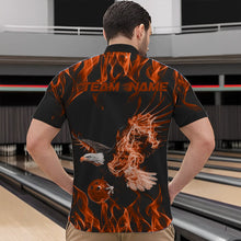 Load image into Gallery viewer, Custom Black And Orange Flame Eagle Bowling Team Men Quarter-Zip Shirts, Eagle Bowling League Shirt IPHW8792