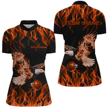 Load image into Gallery viewer, Custom Black And Orange Flame Eagle Bowling Women Quarter-Zip Shirts, Bowling League Shirt IPHW8792