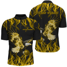 Load image into Gallery viewer, Custom Black And Yellow Flame Eagle Bowling Team Men Quarter-Zip Shirts, Eagle Bowling League Shirt IPHW8793