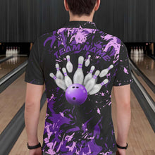 Load image into Gallery viewer, Black, Purple And Pink Custom Bowling Team Men Polo Shirts, Bowling Ball And Pin Jerseys IPHW8796