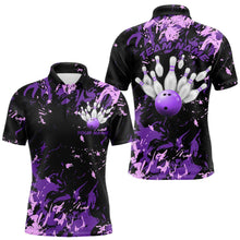 Load image into Gallery viewer, Black, Purple And Pink Custom Bowling Team Men Polo Shirts, Bowling Ball And Pin Jerseys IPHW8796