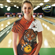 Load image into Gallery viewer, Custom Tiger Bowling Team Polo Shirts For Women, Tiger Claw Bowling Jerseys IPHW9026