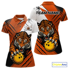 Load image into Gallery viewer, Custom Tiger Bowling Team Polo Shirts For Women, Tiger Claw Bowling Jerseys IPHW9026
