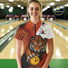 Load image into Gallery viewer, Custom Tiger Bowling Team Quarter-Zip Shirts For Women, Tiger Claw Bowling Jerseys IPHW9026