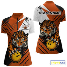 Load image into Gallery viewer, Custom Tiger Bowling Team Quarter-Zip Shirts For Women, Tiger Claw Bowling Jerseys IPHW9026