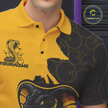 Load image into Gallery viewer, Custom Black And Yellow Cobra Snake Bowling Men Polo Shirts Team Uniform Bowling Pattern IPHW9030
