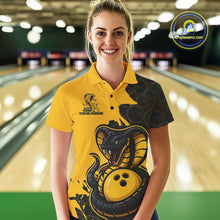 Load image into Gallery viewer, Custom Black And Yellow Cobra Snake Bowling Women Polo Shirt Team Uniform Bowling Pattern IPHW9030