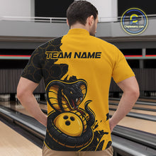 Load image into Gallery viewer, Custom Black And Yellow Cobra Snake Bowling Men Quarter-Zip Shirts Team Uniform Bowling Pattern IPHW9030