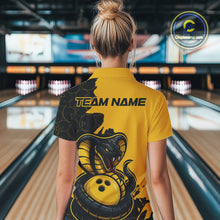 Load image into Gallery viewer, Custom Black And Yellow Cobra Snake Bowling Women Quarter-Zip Shirts Team Uniform IPHW9030