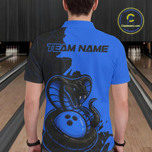 Load image into Gallery viewer, Custom Black And Blue Cobra Snake Bowling Men Polo Shirts Team Uniform Bowling Pattern IPHW9031