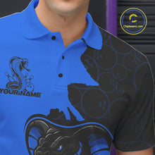 Load image into Gallery viewer, Custom Black And Blue Cobra Snake Bowling Men Polo Shirts Team Uniform Bowling Pattern IPHW9031