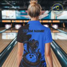 Load image into Gallery viewer, Custom Black And Blue Cobra Snake Bowling Women Quarter-Zip Shirts Team Uniform IPHW9031