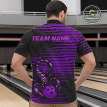 Load image into Gallery viewer, Custom Black And Purple Scorpion Bowling Team Quarter-Zip Shirts For Men, Bowling League Shirt IPHW9035