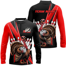 Load image into Gallery viewer, Black And Red Custom Awesome Turkey Bowling Shirts For Men, Thanksgiving Bowling Team Jerseys IPHW7878