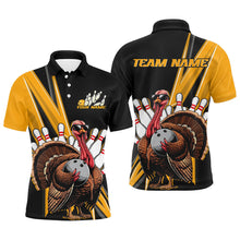 Load image into Gallery viewer, Black And Yellow Custom Awesome Turkey Bowling Shirts For Men, Thanksgiving Bowling Team Jerseys IPHW7880