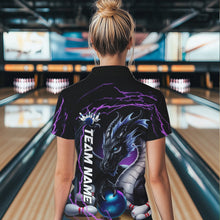 Load image into Gallery viewer, Blue And Purple Thunder Lightning Custom Dragon Bowling Team Polo Shirts For Women IPHW8317