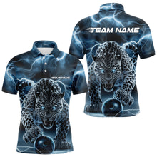 Load image into Gallery viewer, Blue Thunder Lightning Custom Leopard Bowling Polo Shirts For Men, Bowling League Shirt IPHW8318