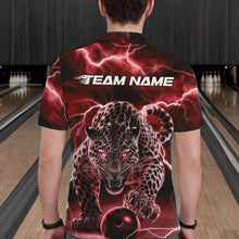 Load image into Gallery viewer, Red Thunder Lightning Custom Leopard Bowling Polo Shirts For Men, Bowling League Shirt IPHW8321