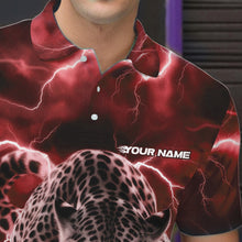 Load image into Gallery viewer, Red Thunder Lightning Custom Leopard Bowling Polo Shirts For Men, Bowling League Shirt IPHW8321