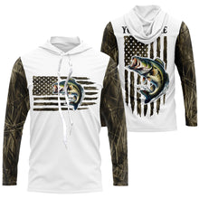 Load image into Gallery viewer, Personalized American Flag Bass Long Sleeve Fishing Camo Shirts, Patriotic Bass Fishing Jersey IPHW6039