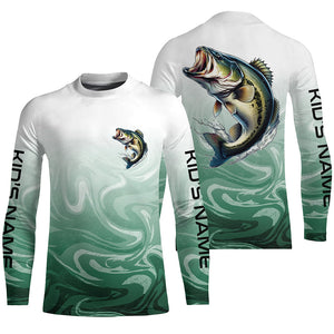 Custom Largemouth Bass Long Sleveeve Tournament Camo Fishing Shirts, Bass Fishing Jerseys IPHW6042