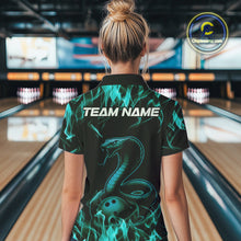 Load image into Gallery viewer, Custom Black And Blue Flame Cobra Snake Bowling Women Quarter-Zip Shirts, Team Shirt IPHW9042