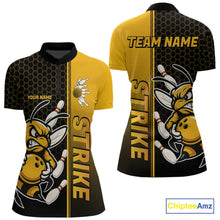 Load image into Gallery viewer, Custom Strike Bee Bowling Quarter-Zip Shirts For Women, Bee Bowling Team Bowlers Outfit IPHW9047