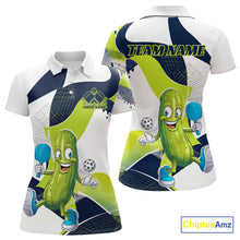 Load image into Gallery viewer, Custom Funny Pickleball Women Polo Shirts, Cool Pickles Playing Pickleball Humorous Shirt IPHW9441