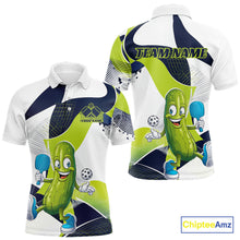 Load image into Gallery viewer, Custom Funny Pickleball Polo Shirts For Men, Cool Pickles Playing Pickleball Humorous Shirt IPHW9441