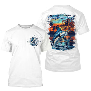 Custom Marlin Fishing Long Seeve Sport Fishing Shirts, Saltwater Performance Fishing Shirt IPHW7071