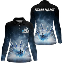 Load image into Gallery viewer, Custom Blue Icy Bowling Team Shirts For Women, Winter Feel Bowling Jersey Bowlers Outfit IPHW7894