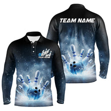 Load image into Gallery viewer, Custom Blue Icy Bowling Team Shirts For Men, Winter Feel Bowling Jersey Bowlers Outfit IPHW7894