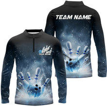 Load image into Gallery viewer, Custom Blue Icy Bowling Team Shirts For Men, Winter Feel Bowling Jersey Bowlers Outfit IPHW7894