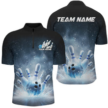 Load image into Gallery viewer, Custom Blue Icy Bowling Team Shirts For Men, Winter Feel Bowling Jersey Bowlers Outfit IPHW7894