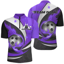 Load image into Gallery viewer, Black And Purple Flame Custom Bowling Shirts For Men, Bowling League Shirts Bowler Outfits IPHW7669