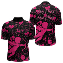 Load image into Gallery viewer, Black And Pink Custom Valentines Day Bowling Quarter-Zip Shirts For Men, Bowling Couple Shirt IPHW8330