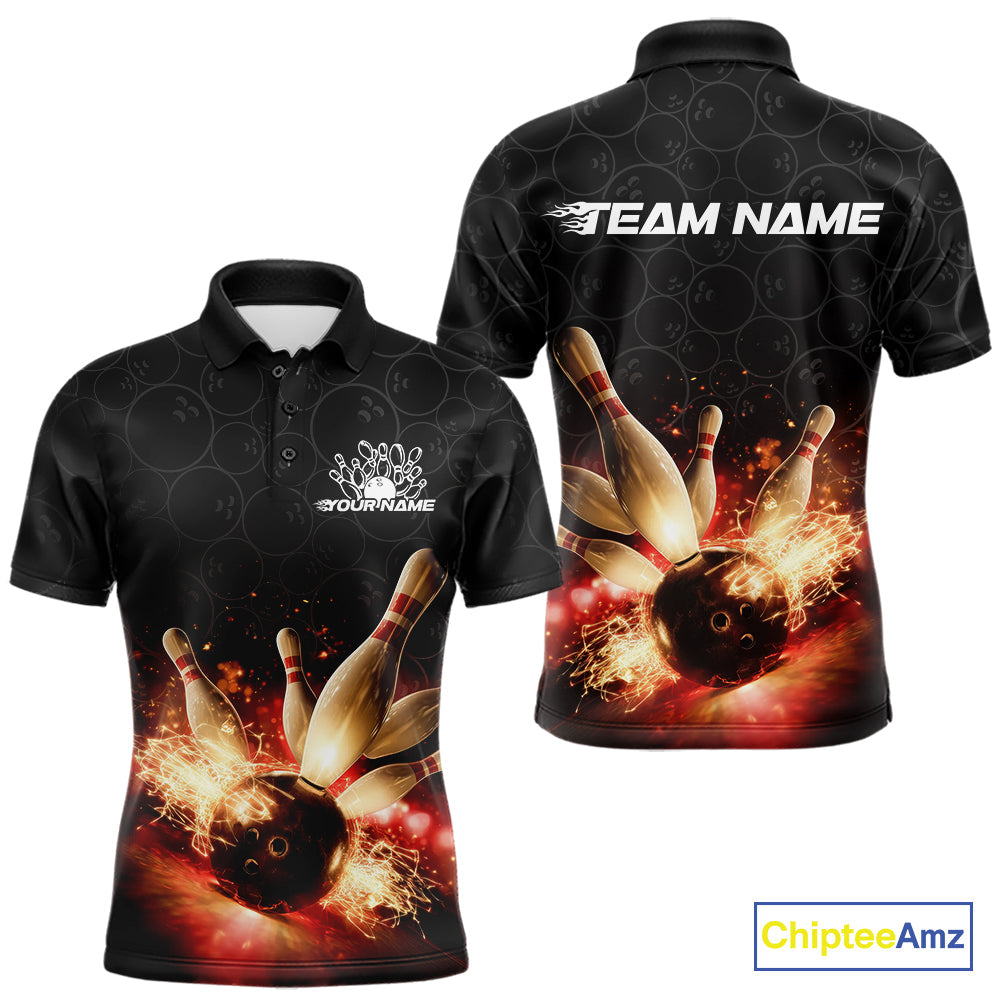 Custom Dreamy Bowling Polo Shirts For Men, Bokeh Bowling Team Shirt IPHW9442