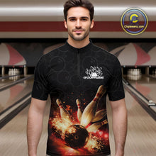 Load image into Gallery viewer, Custom Dreamy Bowling Quarter-Zip Shirts For Men, Bokeh Bowling Team Shirt IPHW9442