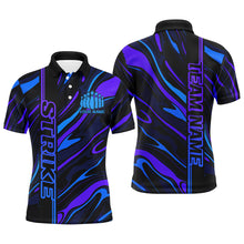 Load image into Gallery viewer, Blue And Purple Custom Strike Bowling Shirts For Men, Striking Bowling Team Uniform IPHW7682