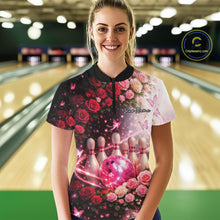 Load image into Gallery viewer, Custom Dreamy Pink Roses And Butterfly Women Bowling Quarter-Zip Shirt, Ladies Outfit IPHW10896