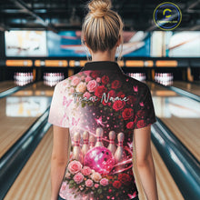 Load image into Gallery viewer, Custom Dreamy Pink Roses And Butterfly Women Bowling Quarter-Zip Shirt, Ladies Outfit IPHW10896