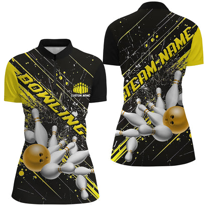 Gold Strike Bowling Custom Team Shirts For Women, Bowling League Outfits For Bowlers IPHW6335