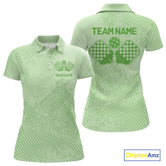 Custom Vintage Green Pickleball Team Polo Shirts For Women, Pickleball Jerseys IPHW9312