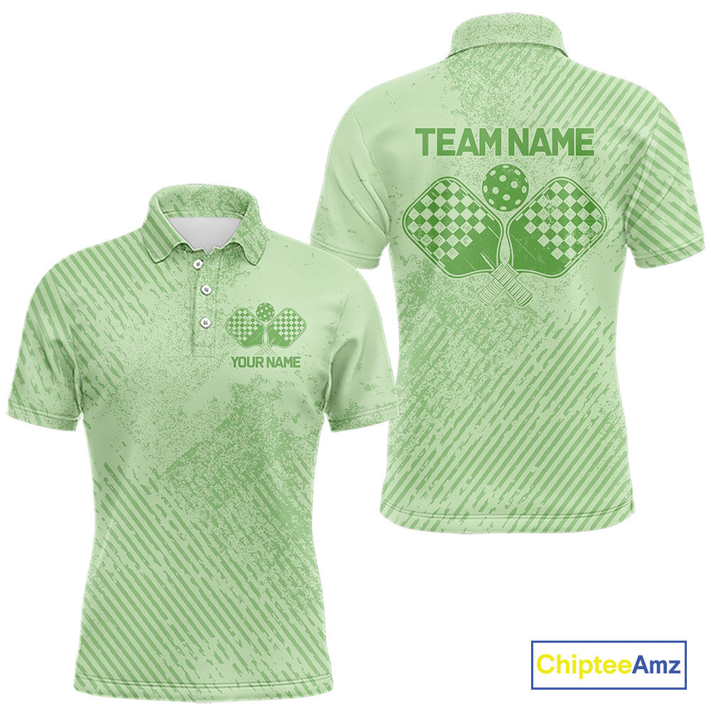 Custom Vintage Green Pickleball Team Polo Shirts For Men, Pickleball Jerseys IPHW9312