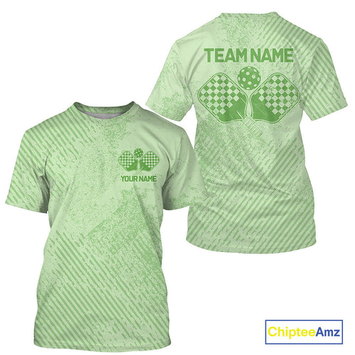 Custom Vintage Green Pickleball Team T-Shirts For Men, Pickleball Jerseys IPHW9312