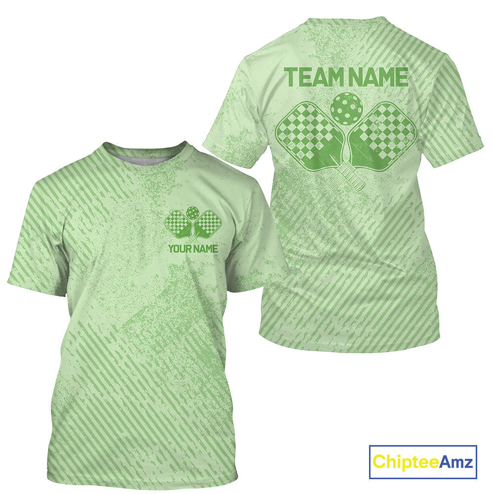Custom Vintage Green Pickleball Team T-Shirts For Men, Pickleball Jerseys IPHW9312