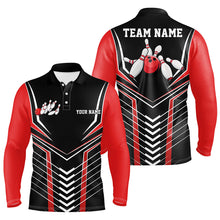 Load image into Gallery viewer, Black And Red Custom Bowling Jerseys Bowling Team Shirt For Men, Bowling Uniform With Name IPHW7910